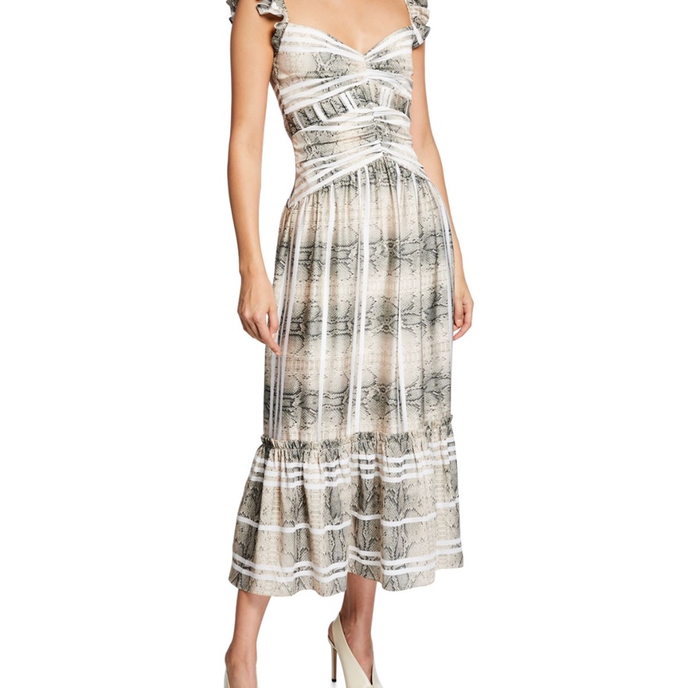 Three Floor Snakes & Ladders Striped Sleeveless Ruffle Dress